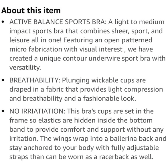 Le Mystere Active Balance Convertible Sports Bra, Size 34 DD/E, Like New - Picture 4 of 10